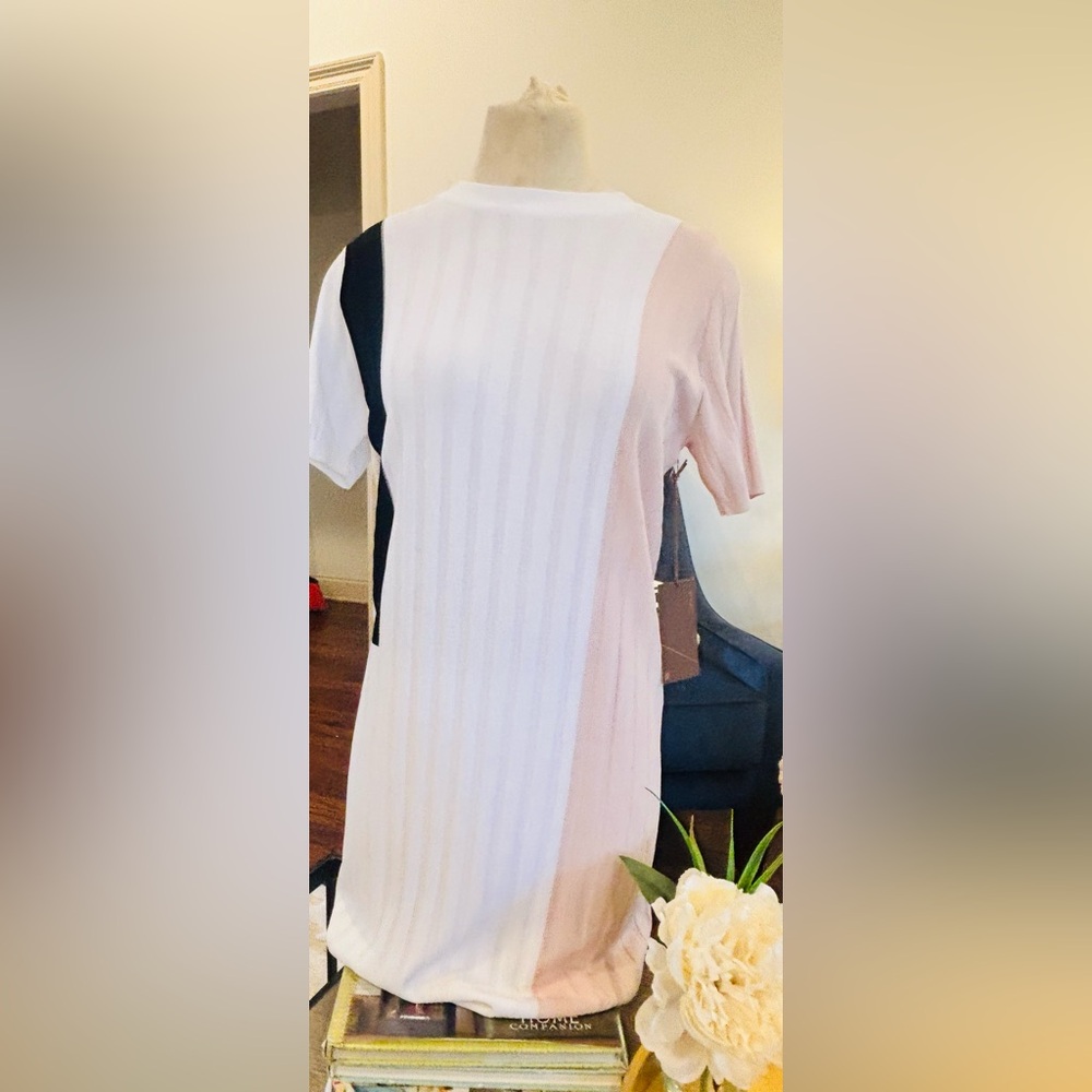 NWT~ Kerisma White Jersey Dress with Ribbed Texture- Size: Small